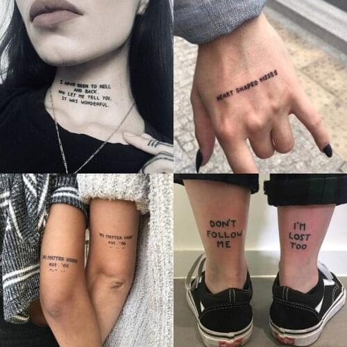 56 Pcs Temporary Tattoo Sticker set English words devil freedom Tatoo Flash Tatto Fake Waterproof stickers for Men Women girls