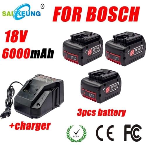 100% Replacement of Original Bosch Wireless Power Tool Professional Battery 18V 6.0Ah, Compatible with BAT610 618G BAT619G 609G