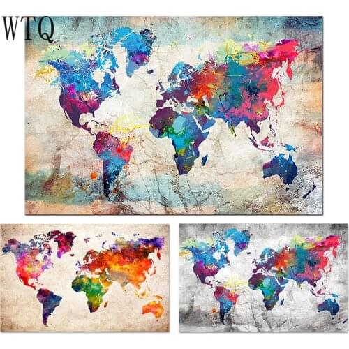 5D DIY Diamond Painting Color World Map Mosaic Painting Full Round Drill Diamond Embroidery Cross Stitch Kits Home Decoration