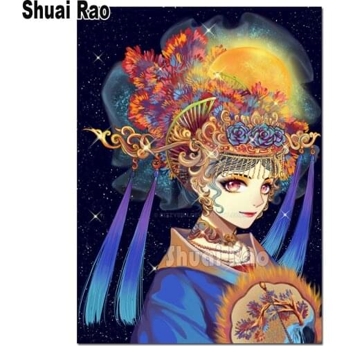 Diamond painting Cross Stitch abstract Flower Girl full square round diamond embroidery icons diamond mosaic sale home art