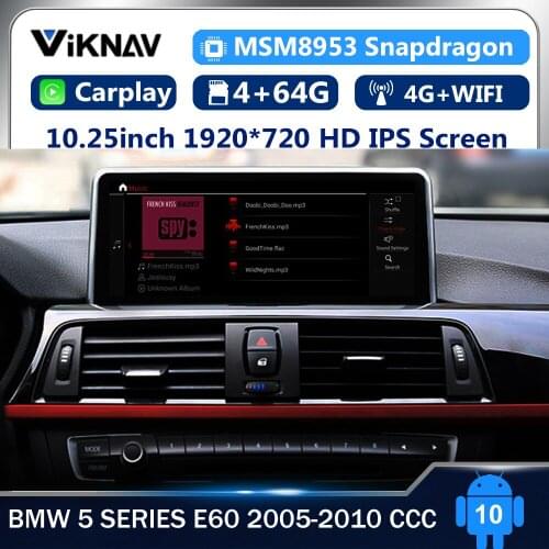 10.25" Android 10.0 Car DVD Multimedia Player For BMW 5 Series E60 2005-2010 CCC GPS Navigation IPS Touch Screen