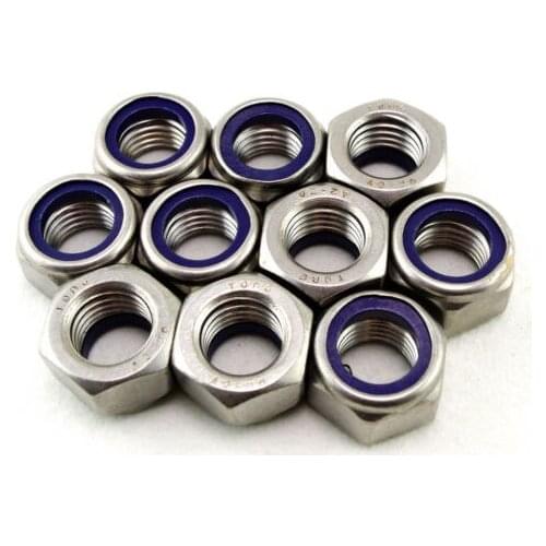 Free shipping 2 pieces Metric M20 304 Stainless Steel Hex Head Nylon Insert Lock Jam Stop Nuts