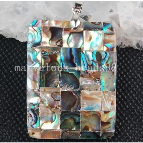 Free Shipping Beautiful jewelry New Zealand Abalone Shell Oblong Pendant Bead MC3072