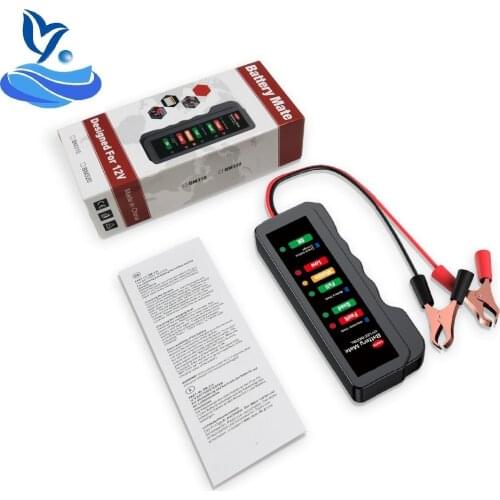 BM310 Car Battery Tester 12v Auto Checker Alternator 12V 6LED Lights Display for Car Vehicle Motorcycle Car Diagnostic Tool