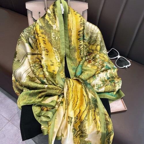 Large Silk Scarves For Women Elegant Spring Shawl Ladies Neck Wraps Hijab Scarves