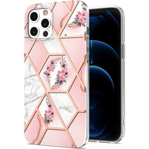 Marble Plating Case For iPhone 12 Pro Max 7 8 Plus X XR XS 11 Pro Max 12 Mini Shockproof Flower Cover Soft Silicone Phone Cases