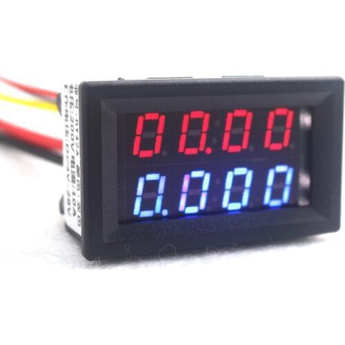 Digital DC 200V 0-10A Voltmeter Ammeter Red Blue LED Dual Display Voltage Current Meter Detector Indicator Power Supply DC4V-28V
