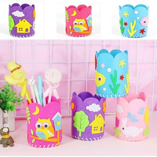 Kids DIY Craft Pencil Holder Educational Toys For Children Creative Handwork Pen Container Arts And Crafts Toys Gifts