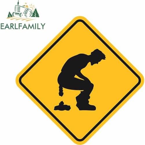 EARLFAMILY 13cm x 12.7cm for Forbidden Toilet Slogan Personality Car Stickers Air Conditioner Decal Windshield Laotop Decoration