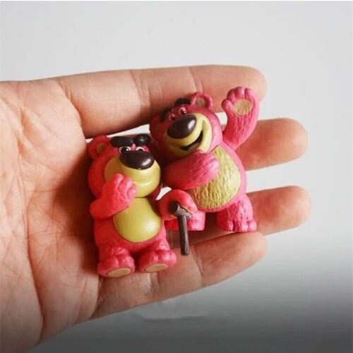 2Pcs Disney Toy Story 4 Woody Lotso Bear Q Version 4cm Action Anime Doll PVC Action Figures Toys For Kids Gifts