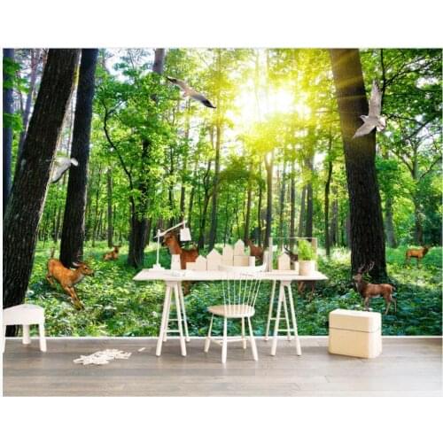 Custom photo wallpaper for walls 3d mural Modern rural forest tree landscape cartoon mural background wall papers painting decor