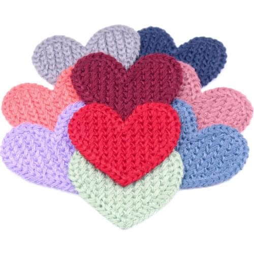 20pcs/lot 33mm Cotton Knitting heart for Home Hat Clothing Decoration Scrapbooking DIY Crafts Handmade Accessories