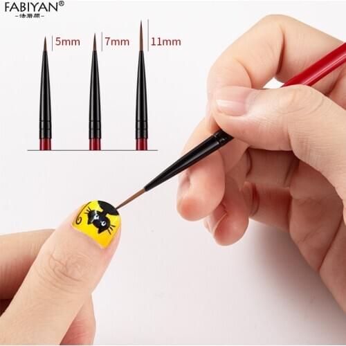 5/7/11mm Nail Art Line Brush Painting Drawing Flowder Detailing Thin Liner Sripe Grid Pen DIY Manicure Tools 3Pcs/Set