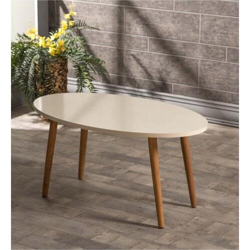 Medium Coffee Table Wood Lathe Foot Ellipse Cream coffee coffee table tea coffee table modern coffee table