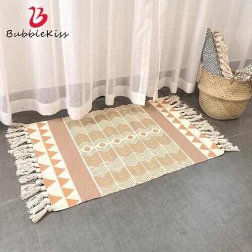 Bubble Kiss 2020 Cotton And Linen Tassel Area Carpet Hand-Woven Bedroom Bedside Tapestry Living Room Decorative Non-Slip Carpet