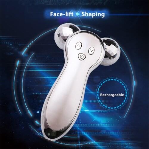 3D Micro-current Charging Face-lift Instrument 360° Rotate Thin Face Wrinkle Remover Vibration Slimming Body Massage Roller