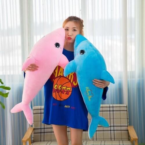 Lovely cartoon dolphin plush toy blue or pink dolphin soft doll throw pillow Christmas gift h1677