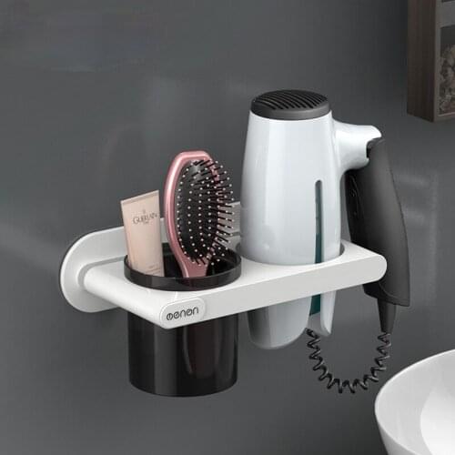 Multi-function Hair Dryer Holder Plastic Storage Organizer Wall Mount Bathroom Shelf Home Decoration Bathroom Accessories