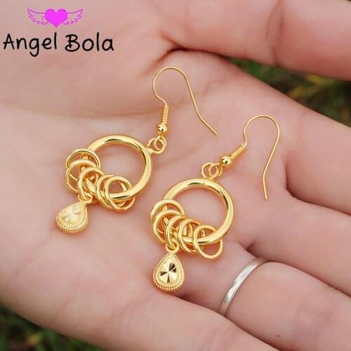 Fashion 18K Gold Circle Female Earrings Islamic Muslim Party Wedding Gift Accessories Wholesale