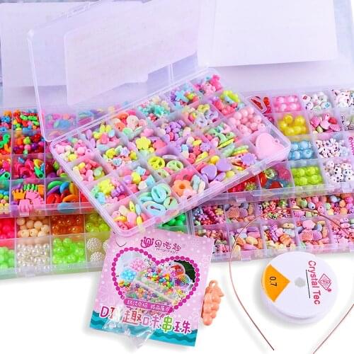 1 Box DIY Handmade Beaded Toy Beads Sets Jewelry Kits With Accessory Children Creative DIY Jewelry Making Findings Kids Gift