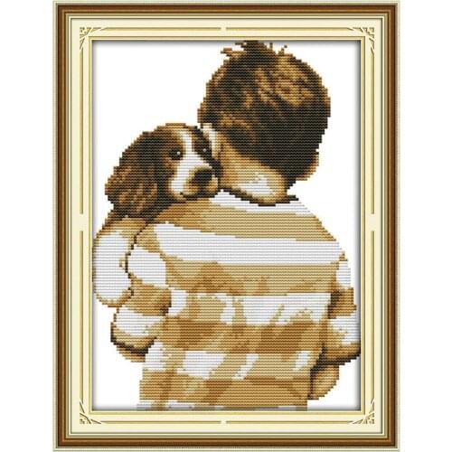 Joy Sunday Count Cross Stitch Kit Dog with Master Pattern DIY Hand Embroidery 14ct 11ct Needlework Kit Modern Home Decoration