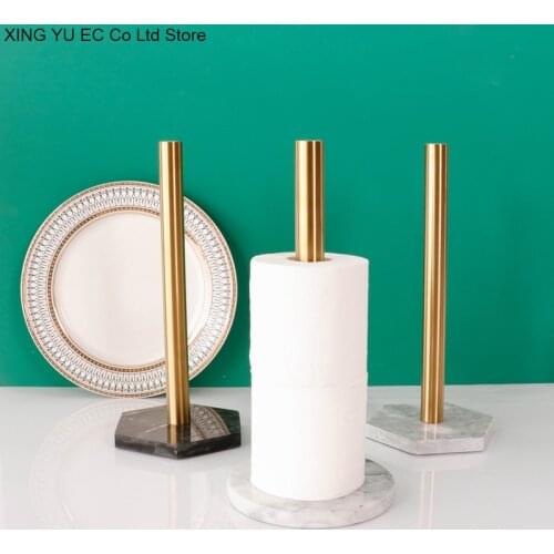 Nordic Marble Brass Tissue Holder Kitchen Paper Towel Oil Wiper Vertical Paper Roll Holder Plastic Wrap Storage Kitchen Supplies