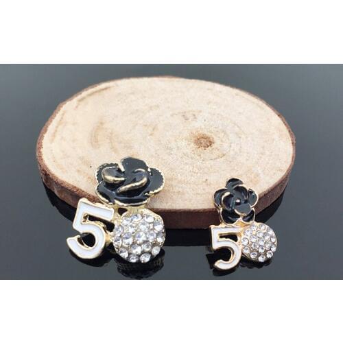 2016New 100Pcs "5" Black Flower Rhinestone Buttons for Wedding Decoration and DIY hair Accessories HZ138