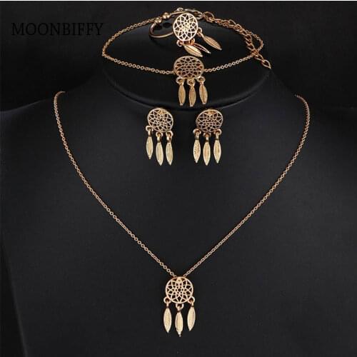 Hollow Dream Catcher Tassel Necklace / Ear rings /Ring /Bracelet Women Jewelry Set New Chic