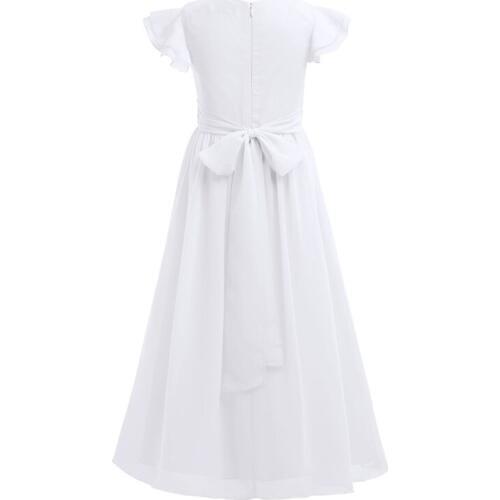 Flower Girl Dresses Simple Flutter Chiffon Puff sleeve First Communion Party Princess Dresses For Wedding Pagent Dress