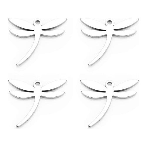 20pcs/lot 12X14mm Dragonfly pendant Metal stainless steel Flat Beads Buddha Beads For DIY bracelet Jewelry Making