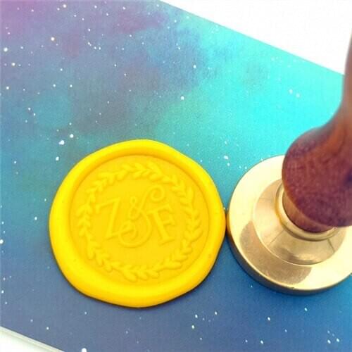 Customize brass stamp Box gift set company personalized double letter name/Sealing Wax/wedding Wax Seal Custom invitation stamp