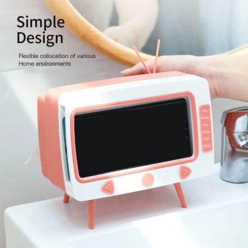 2 in 1 tv mobile phone stand with Tissue box home simple cute cellphone holder desktop decoration 3 optional color