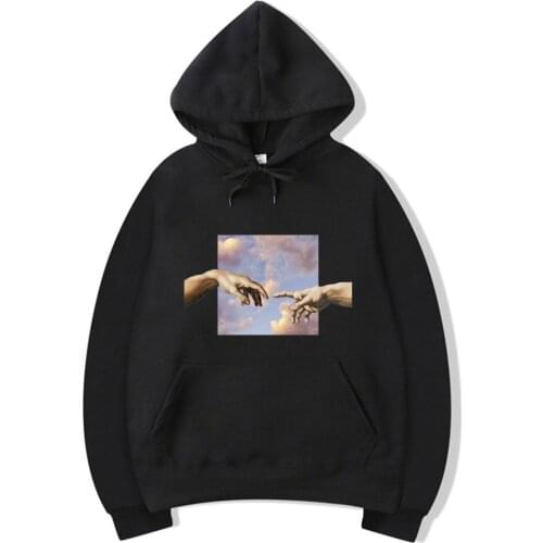 Funny Icon Michelangelo Print Casual Hoodies Men Hip Hop Unisex Warm Mens Sweatshirt Harajuku Hand Hoodie Male Streetwear