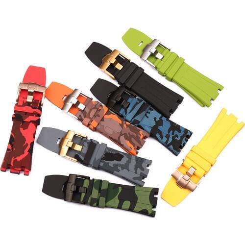 28mm rubber strap mens pin buckle watch accessories for AP watches Audemars Piguet 15703 sports waterproof silicone strap band
