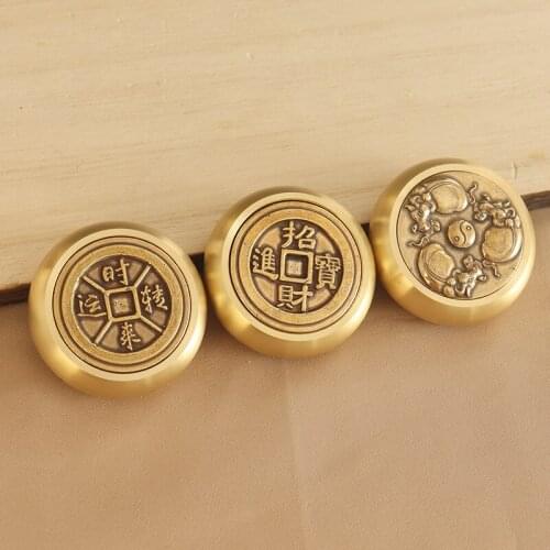 Chinese Style Lucky Fortune Make Money Handle Brass Good Luck Ornaments Spin Around Creative EDC Decompression Anti-boring Tool