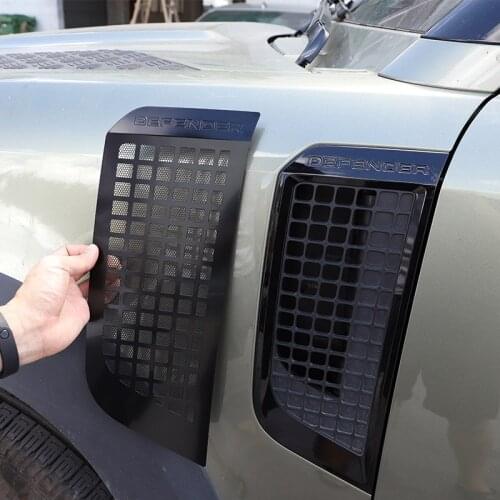 For Land Rover Defender 110 90 2020-2022 Aluminum alloy Silver Car air vent side vents grill Net cover Stickers Car Accessories
