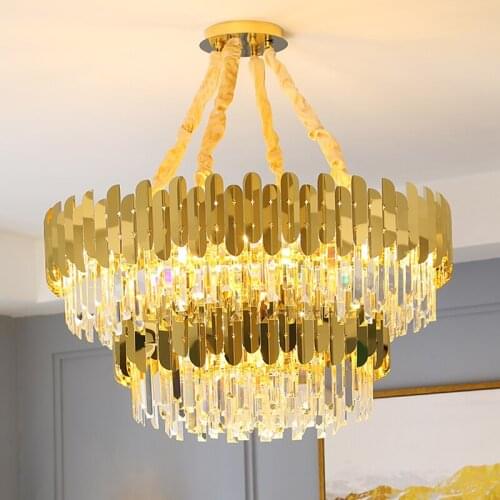 Modern Crystal Chandelier Large Lighting Luster For Foyer Bedroom Golden Stainless Steel luxury lamp Deco Manggic Lighting