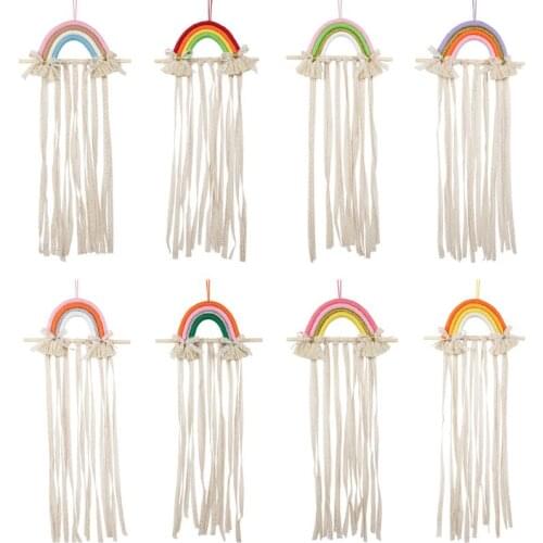 Nordic Woven Rainbow Children Hair Clips Storage Holder Headwear Organizing Strip Wall Hanging Headdress Finishing Rack