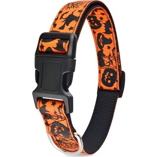 Halloween Ghost Supplies Dog Collar Nylon Trick or Treat Large Dogs Bat Pumpkin