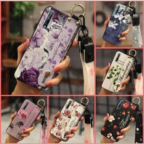 Flower Waterproof Phone Case For Huawei Enjoy 10s/Y8P/P Smart S Anti-dust Back Cover Phone Holder