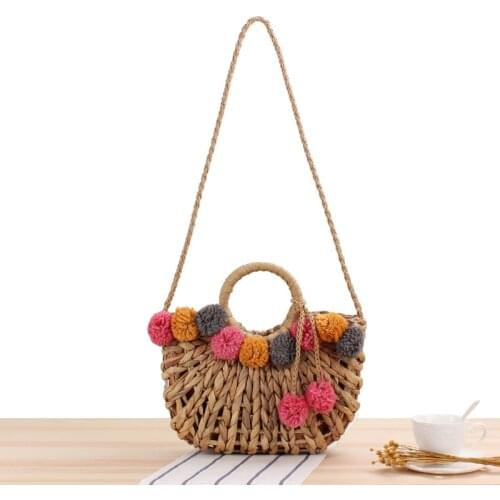 Aaby 2021 New Fashion Ladies Straw Handbag For Women High Quality Tote Bag With Venonat Appliques And Lining String ForVacation