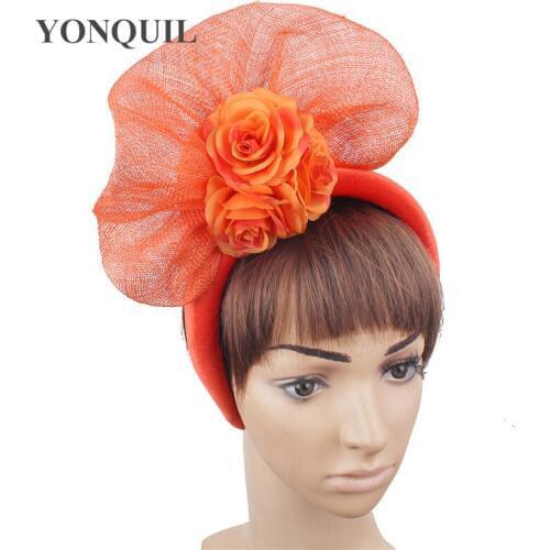 Wedding Bride Fashion Headband Flower Hair Fascinator Hat Accessories Gorgeous Women Sinamay Headwear For Occasion Church Hat