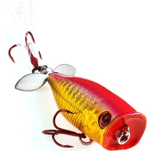 1pcs 5.5cm 6.5g Topwater Popper Fishing Lure Artificial Hard Baits Plastic Wobblers With Treble Hooks "Wake Baits" For Fishing