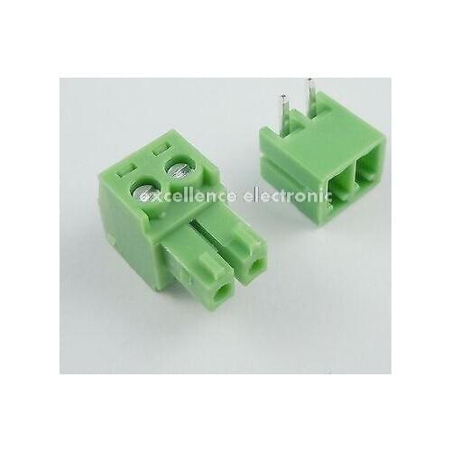 10 Pcs 3.81mm Pitch 2 Pin Angle Screw Pluggable Terminal Block Plug Connector
