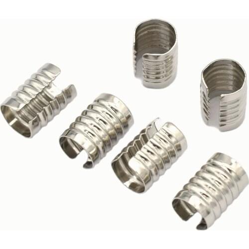 12mm Silver Ribbon End Clamps With Loop End Fastener Ribbon Cord Key Fob Hardware Rope Clips Lanyard Clip Leather End Crimps