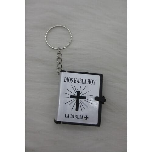 12pcs/lot Spanish Silver Color Party Gifts Religious Gifts Holy Bible Keychain Dios Habla Hoy La Biblia Keychain