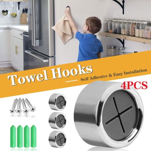 4pcs Wash Cloth Tea Towel Clips Push In Holder Grip Hook Self Adhesive Kitchen Cloth Clip Bathroom Kitchen Towel Rack Holder