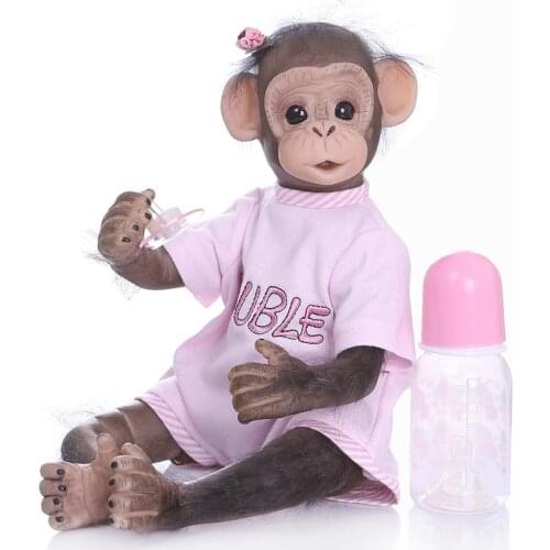 40CM Handmade Detailed Paint Reborn Baby Monkey Newborn Silicone vinyl apes doll Collectible Art