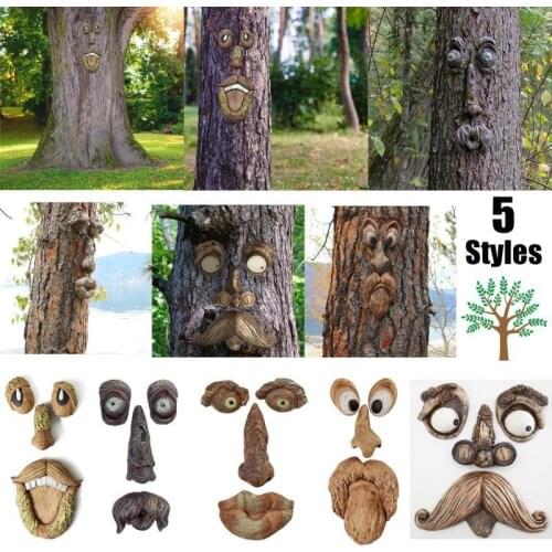 5 Kinds Bark Ghost Face Facial Features Old Man Tree Hugger Yard Art Decorations Easter Props Monsters Sculpture Outdoor