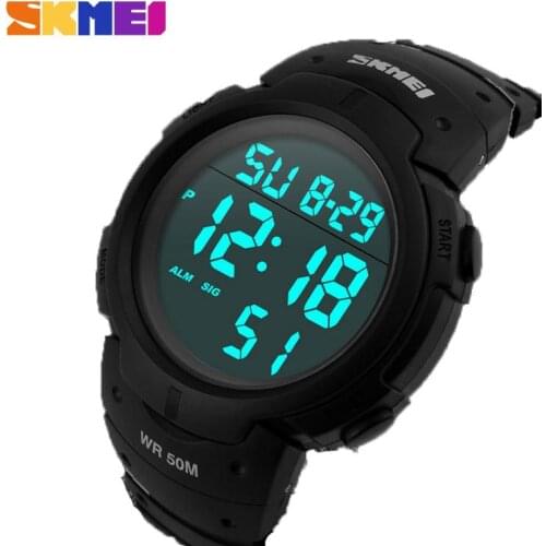 SKMEI Outdoor Sport Big Dial Watch Men Fashion Simple Watches Calendar PU Strap 5Bar Waterproof Digital Watch Reloj Hombre 1068
